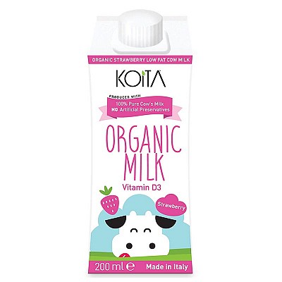 Sữa bò hữu cơ vị dâu ít béo Koita 200ml