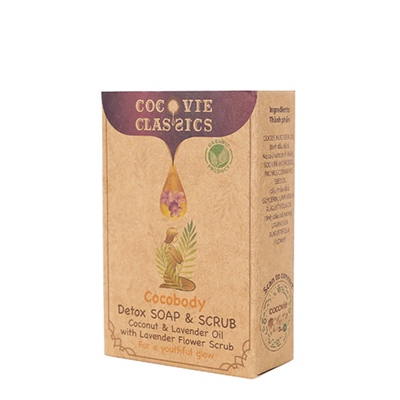 Detox soap & scrub Cocovie - Coconut and Lavender oil with Lavender Flower scrub